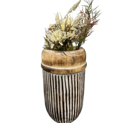 Handcrafted Natural Distressed Wooden Vase 30cm