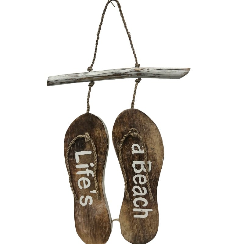 Handcrafted Life'S Beach Thongs Wall Art 24cm