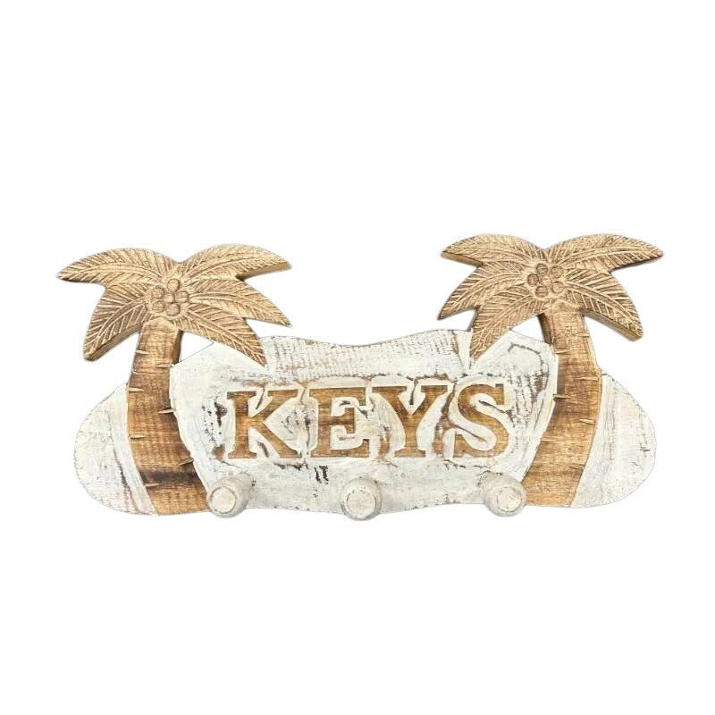 Handcrafted Wall Key Holder W Palm Trees 40cm