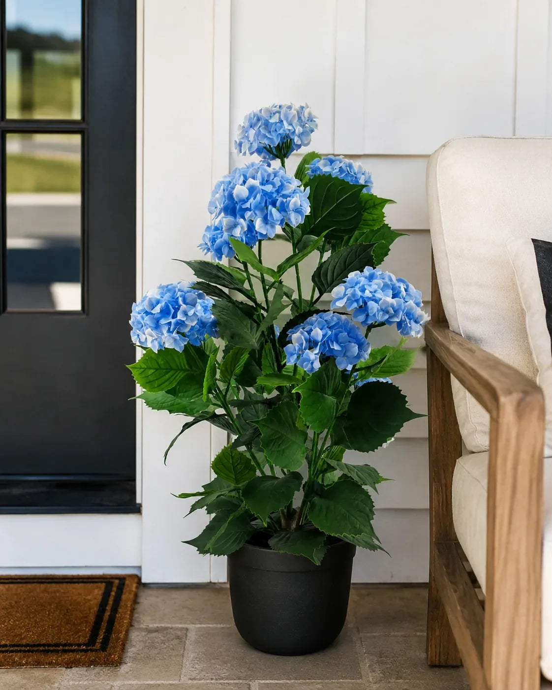 Premium Artificial Flowering Blue Hydrangea Tree 90cm UV Resistant
