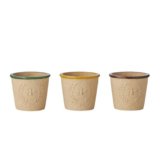 S/3 Bee-Kind Asst Pots 14.5 x 14.5 x 12.5 cm