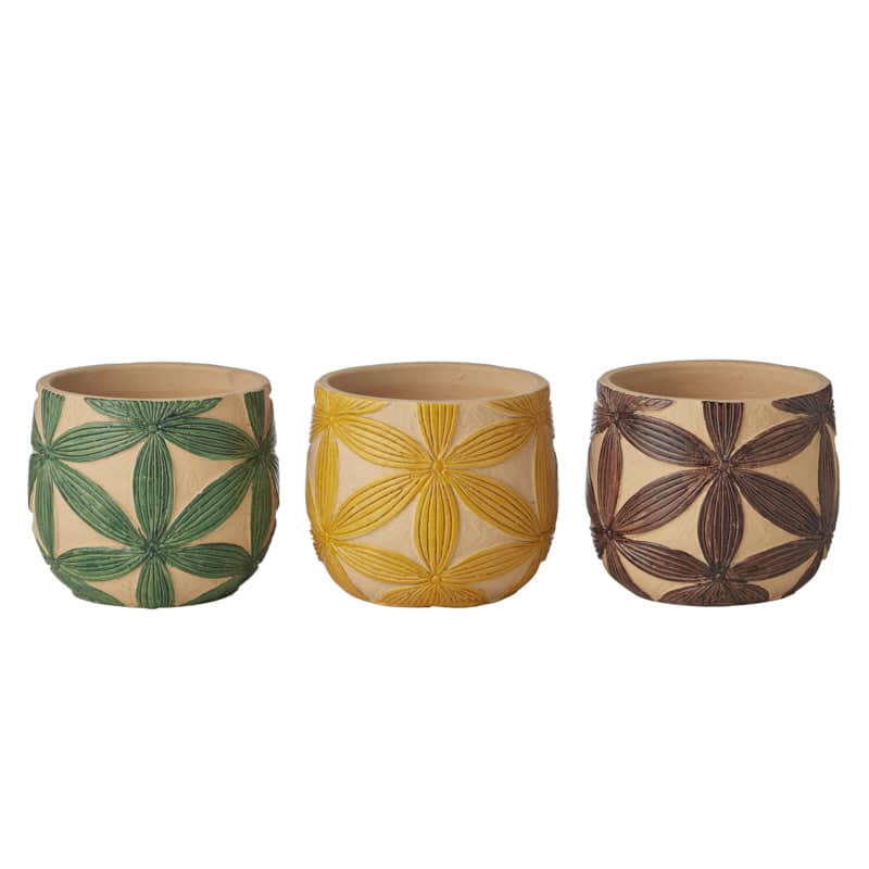 S/3 Petal & Clay Asst Pots 15 x 15 x 13 cm