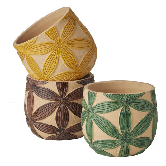 S/3 Petal & Clay Asst Pots 15 x 15 x 13 cm