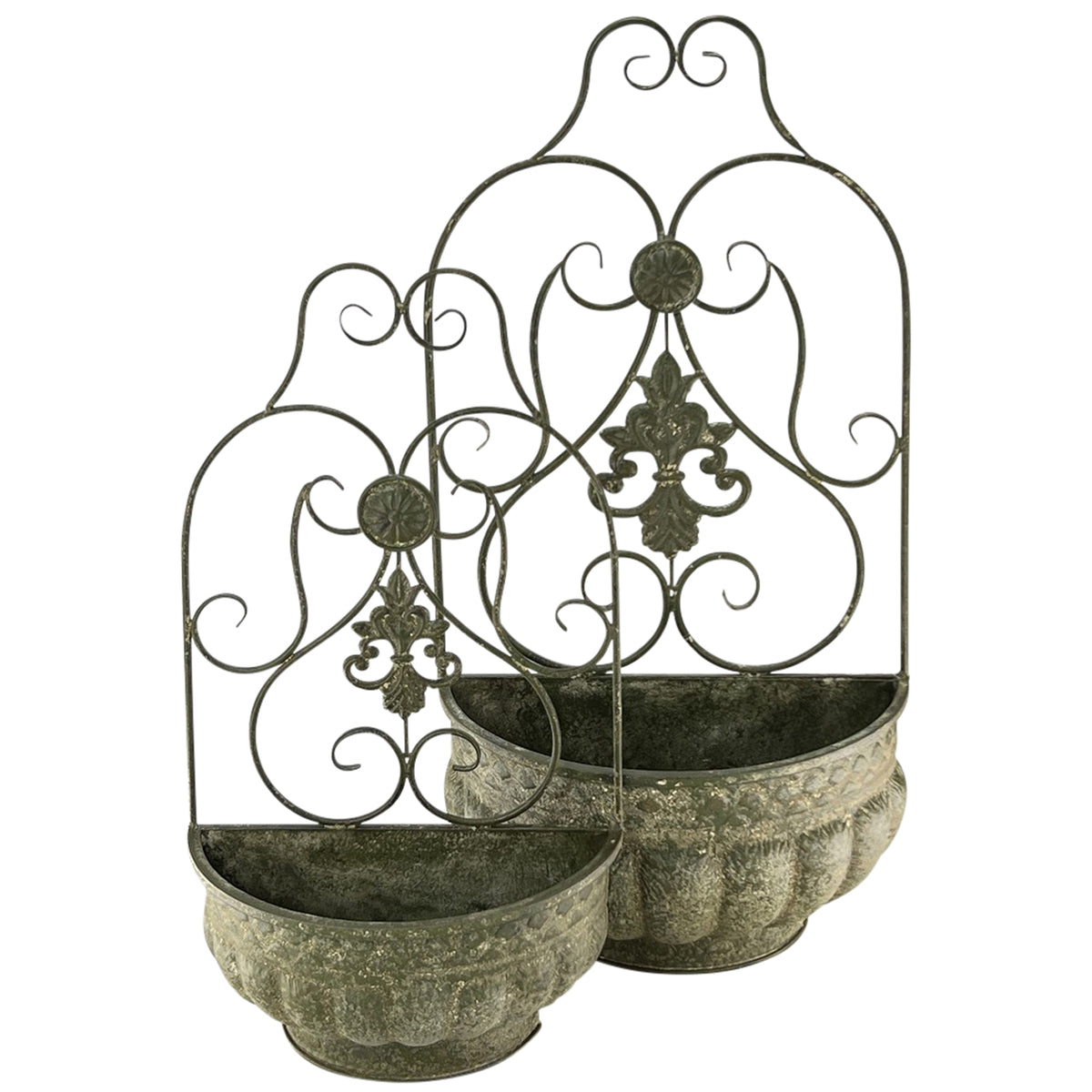 Set 2 Nested Tuscan Fleur-de-Lis Wall Planters 40x79cm