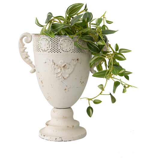 Martinique Aged Fleur Embossed Urn 21x28cm