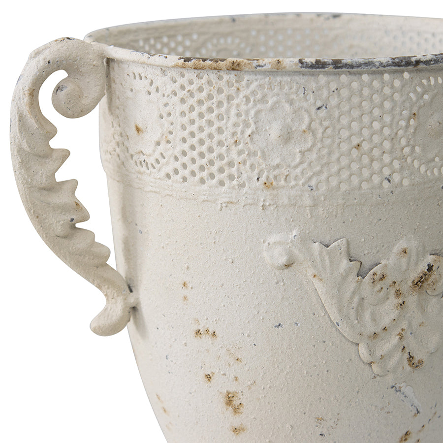 Martinique Aged Fleur Embossed Urn 21x28cm - Image 4