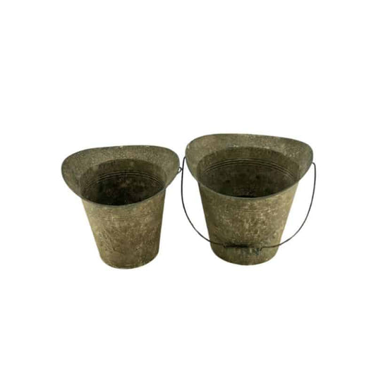 Set 2 Nested Vintage Style Decoration Buckets 28cm - Image 2