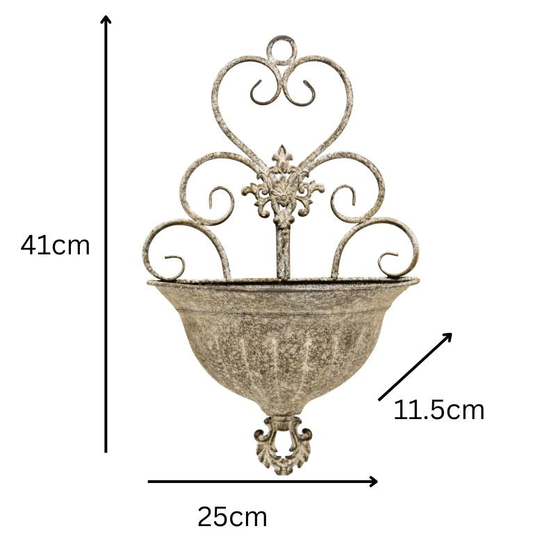 Classic Hanging Wall Planter w Fleur-De-Lis 41cm - Image 5