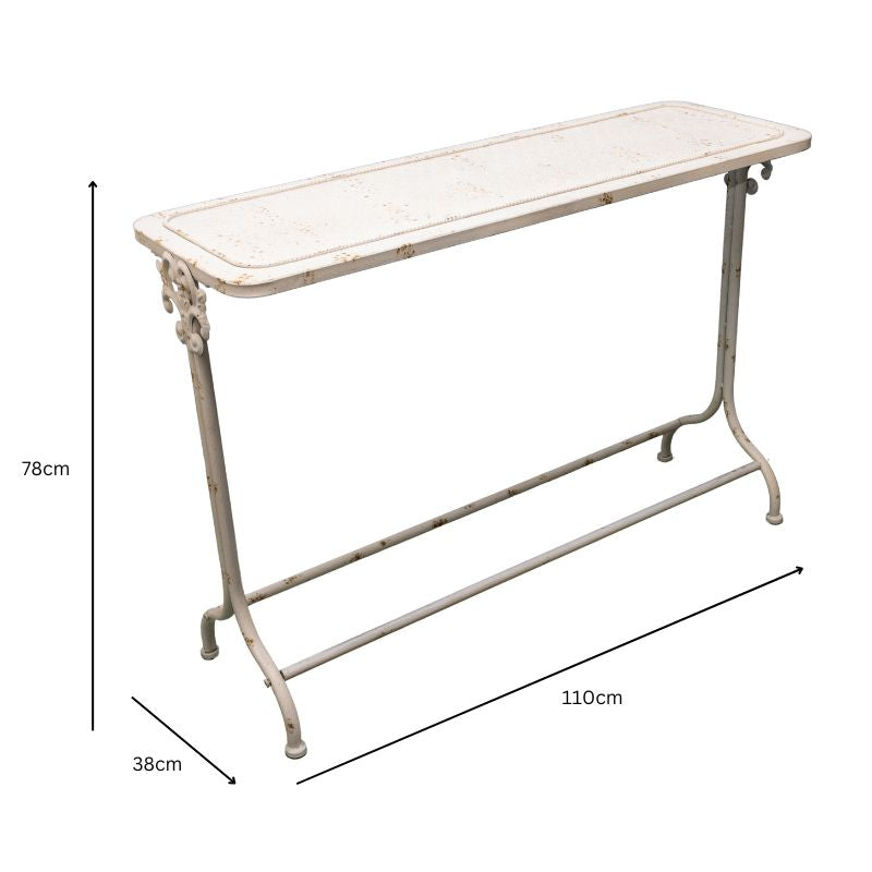 Distressed Finish French Provincial Metal Console Table 110cm - Image 4