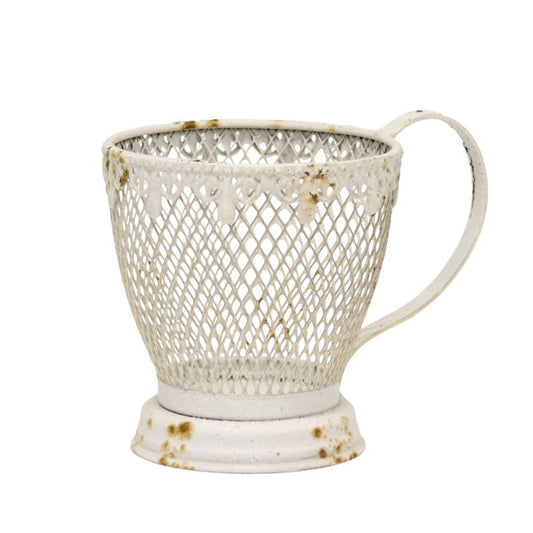 French Provincial 'Teacup' Candleholder / Planter w Fleur -De-Lis 17cm - Image 2