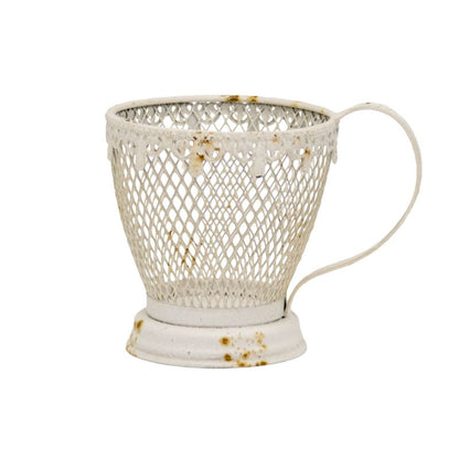 French Provincial 'Teacup' Candleholder / Planter w Fleur -De-Lis 17cm - Image 3