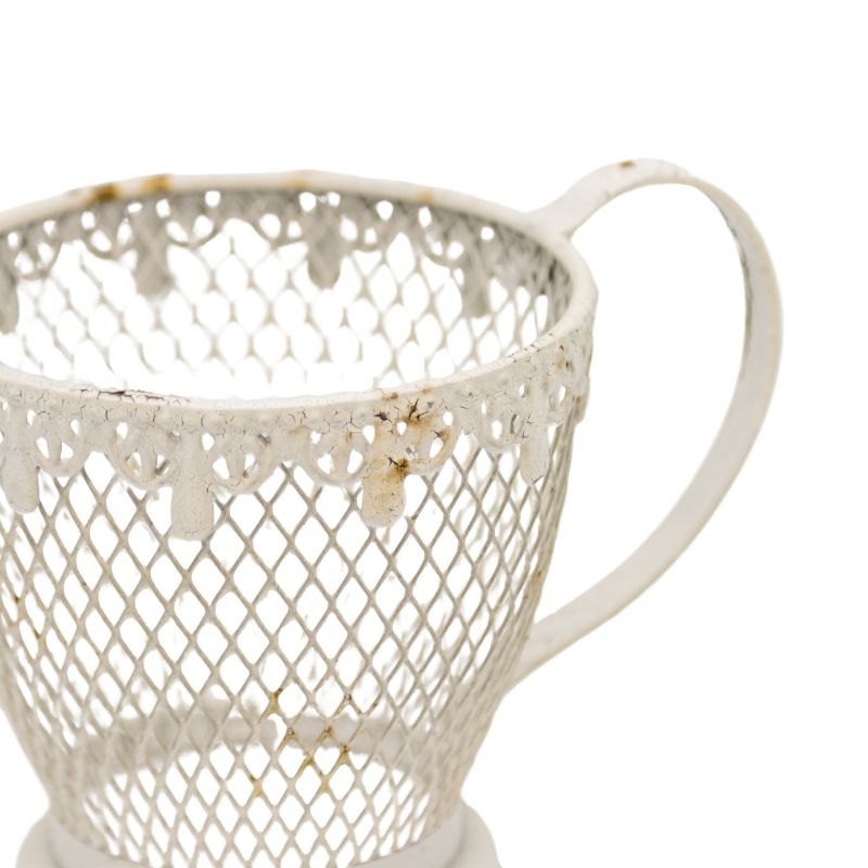 French Provincial 'Teacup' Candleholder / Planter w Fleur -De-Lis 17cm - Image 4