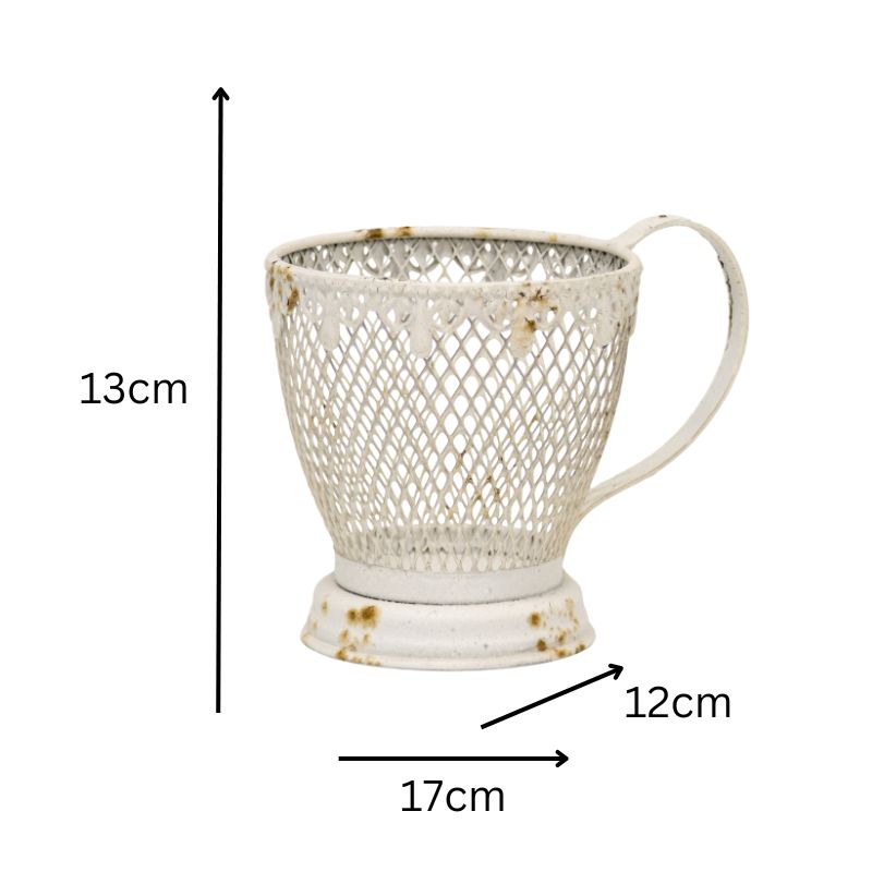 French Provincial 'Teacup' Candleholder / Planter w Fleur -De-Lis 17cm - Image 5