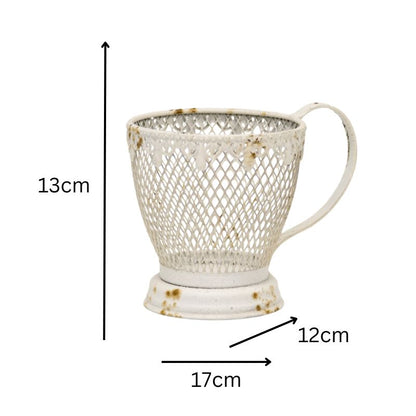French Provincial 'Teacup' Candleholder / Planter w Fleur -De-Lis 17cm - Image 5