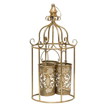 Lustre 'Cage' w 3 Pillar Candleholders 45cm