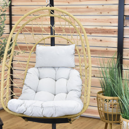 Vivere Deluxe Nest Chair with Phifer Geobella Cushion & Steel Stand - Cappuccino