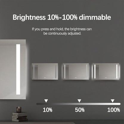 Rectangular Double-Sided Frosted Frontlit LED Mirror 75cm x 120cm Frameless Wall Mounted