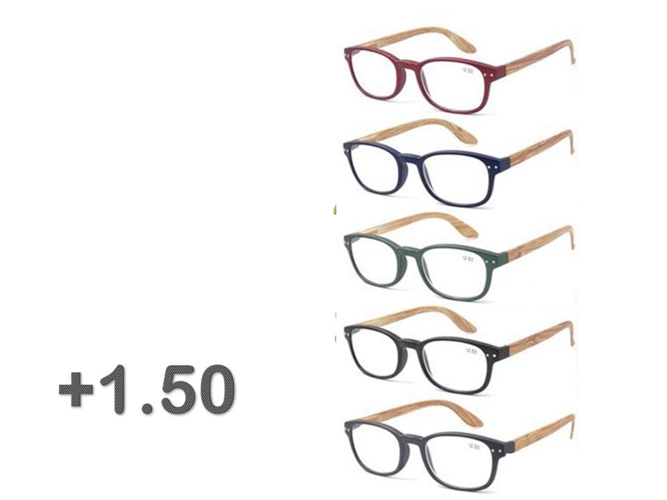 Bulk 24 Bamboo Look Arm Reading Glasses +1.50