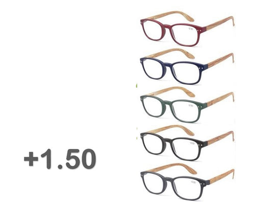 Bulk 24 Bamboo Look Arm Reading Glasses +1.50