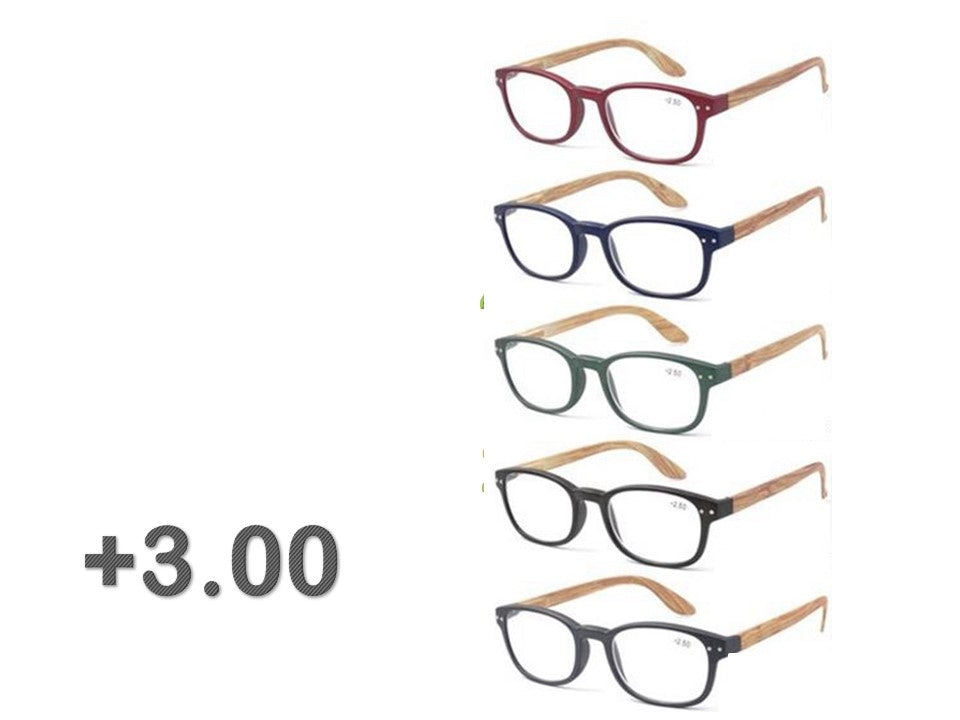Bulk 24 Bamboo Look Arm Reading Glasses +3.0