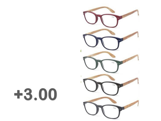 Bulk 24 Bamboo Look Arm Reading Glasses +3.0