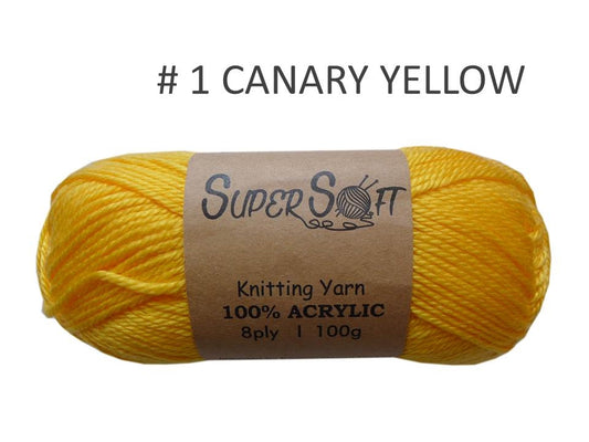 bulk 12 Super Soft Knitting Yarn Canary Yellow