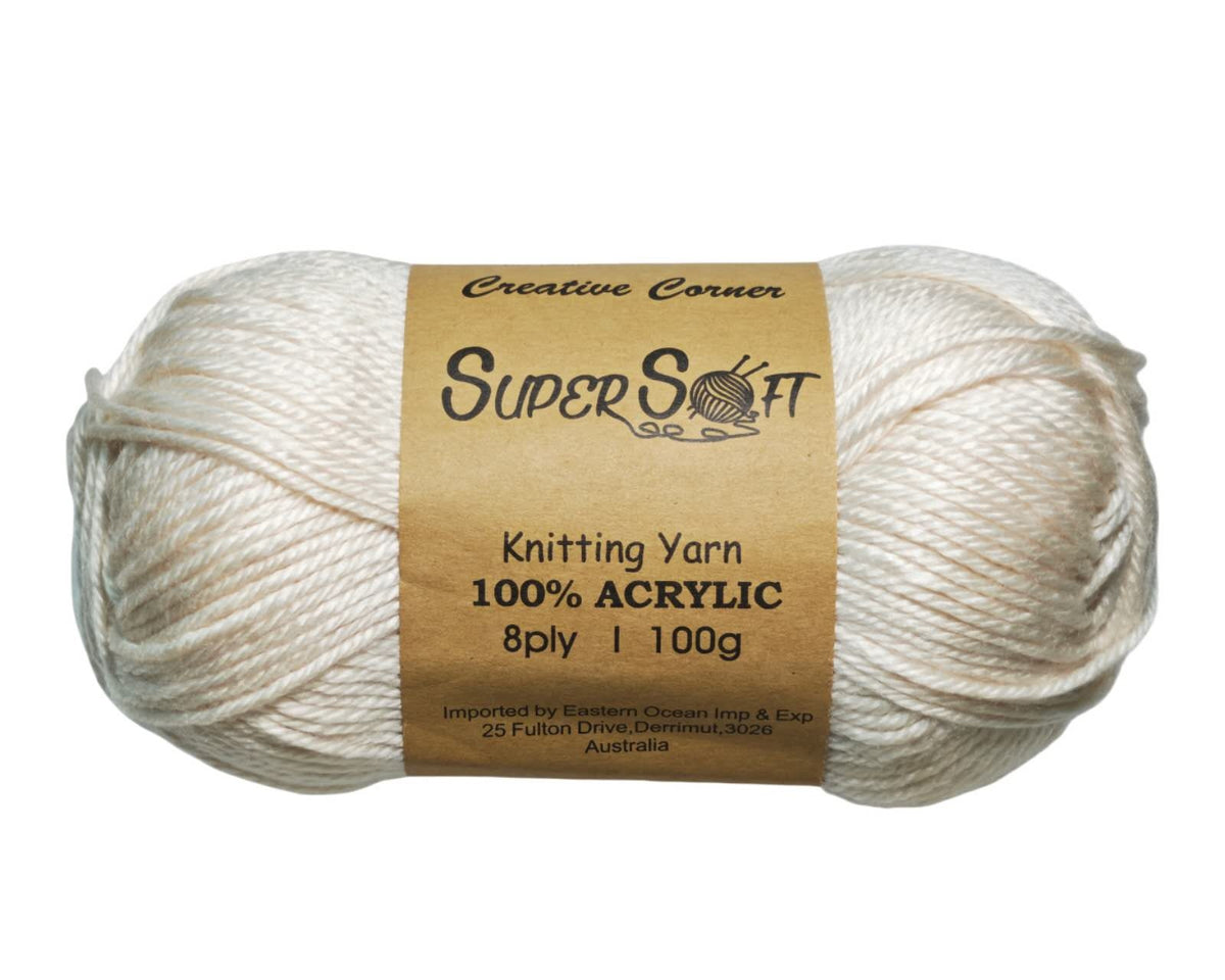 Bulk 12 #8 Ivory Super Soft Knitting Yarn 100% Acrylic