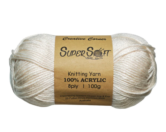 Bulk 12 #8 Ivory Super Soft Knitting Yarn 100% Acrylic