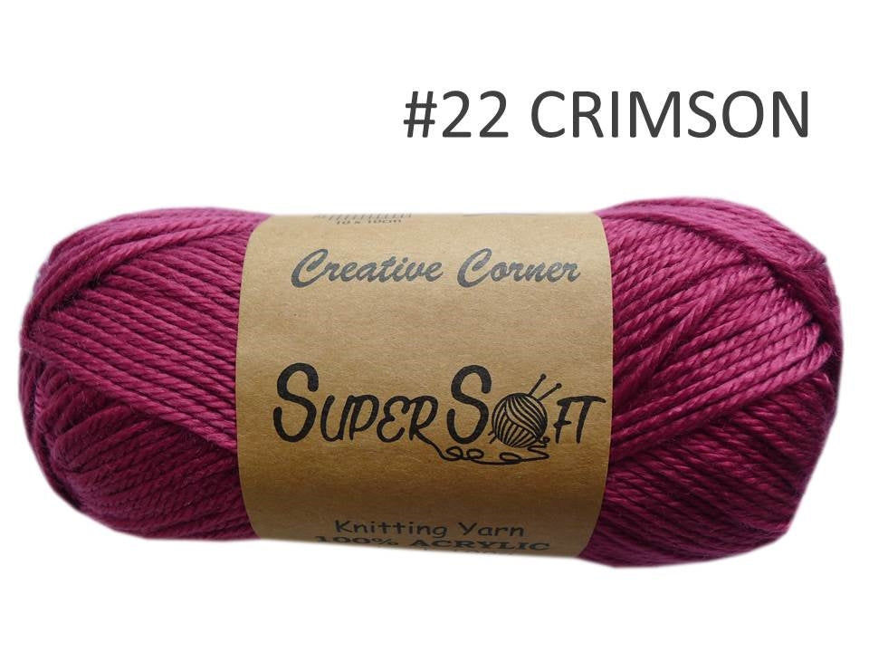 Bulk 12 #22 Crimson Super Soft Knitting Yarn 100% Acrylic