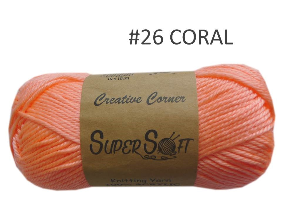 Bulk 12 #26 Coral Super Soft Knitting Yarn 100% Acrylic