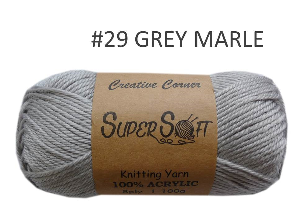Bulk 12 #29 Grey Marle Super Soft Knitting Yarn 100% Acrylic