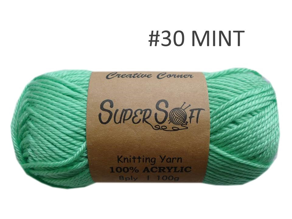Bulk 12 #30 Mint Super Soft Knitting Yarn 100% Acrylic
