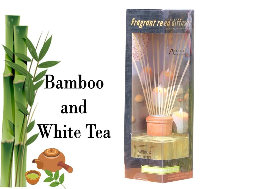 bulk 12 Fragrant Oil Diffuser Bamboo Whitetea 160ml 12 Rattan Sticks