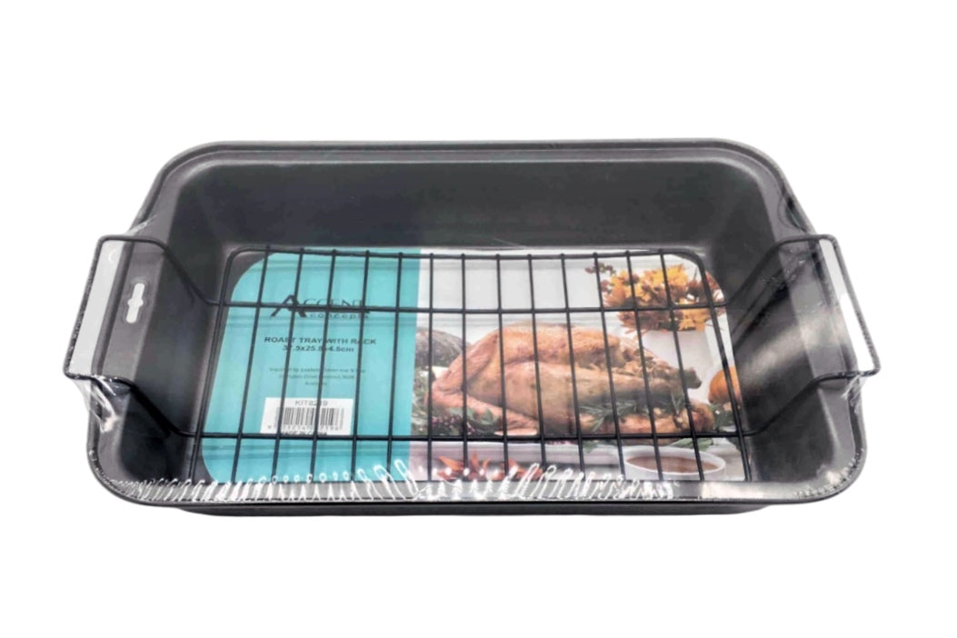 Bulk 6 Roasting Tray With Rack 37.5x25.8x4.5cm