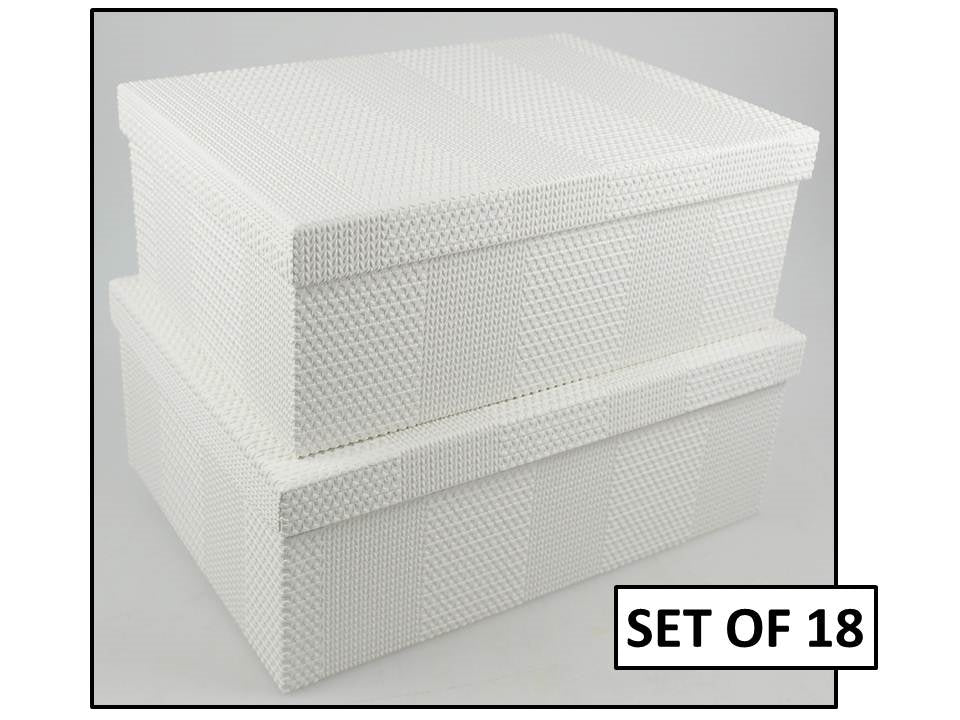 Bulk 2 White Textured Flock Pattern Gift Box 43x34x16cm Set Of 18