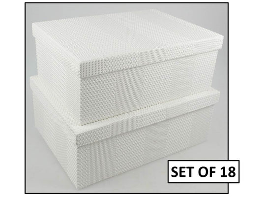 Bulk 2 White Textured Flock Pattern Gift Box 43x34x16cm Set Of 18