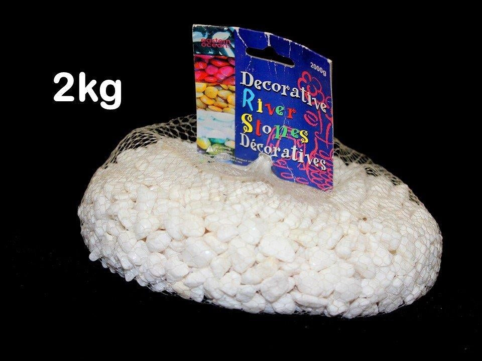 Bulk 6 River Stone Washed 2kg Mesh Bag 0.8 1.2cm Snow White