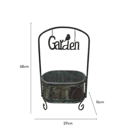 Planter On Stand w Floating Garden Sign 68cm - Image 2