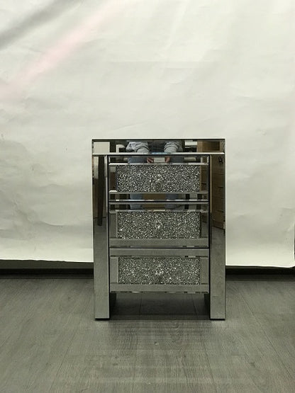 Mirrored Bedside with 3 Sparkling Drawers