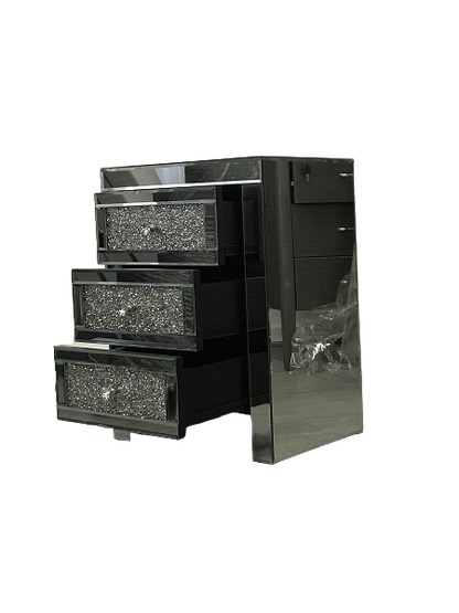 Mirrored Bedside with 3 Sparkling Drawers