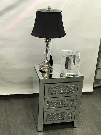 Mirrored Bedside with 3 Sparkling Drawers