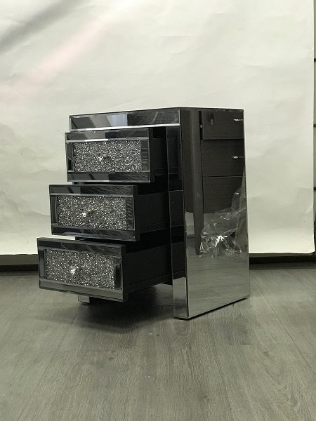 Mirrored Bedside with 3 Sparkling Drawers