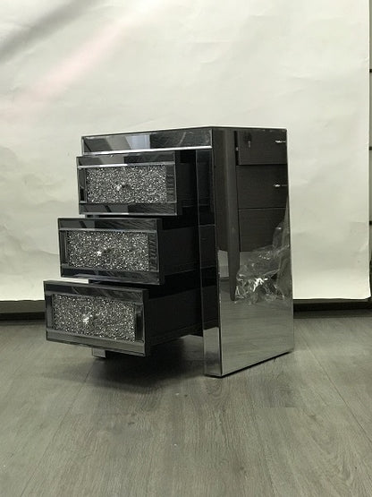 Mirrored Bedside with 3 Sparkling Drawers