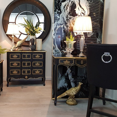 Ophelia Tall Barstool Black with Chrome Ring