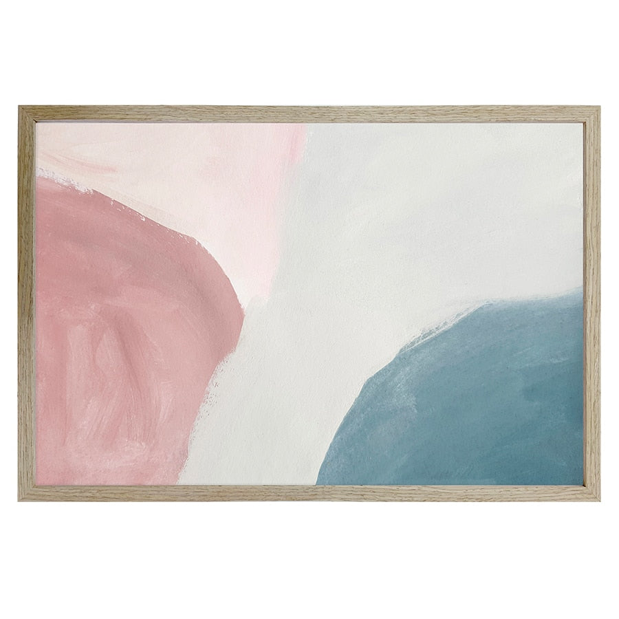 Abstract Dunes Framed Wall Print w Oak finish frame & glass 90cm