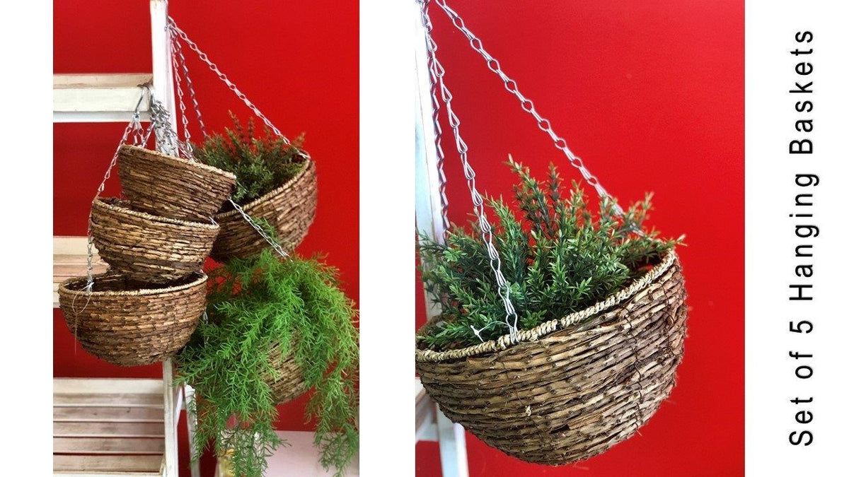 Bulk 4 Rattan Round Basket With Hanging Chain s5 31cmdx58cmh