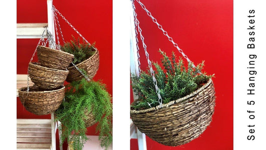 Bulk 4 Rattan Round Basket With Hanging Chain s5 31cmdx58cmh