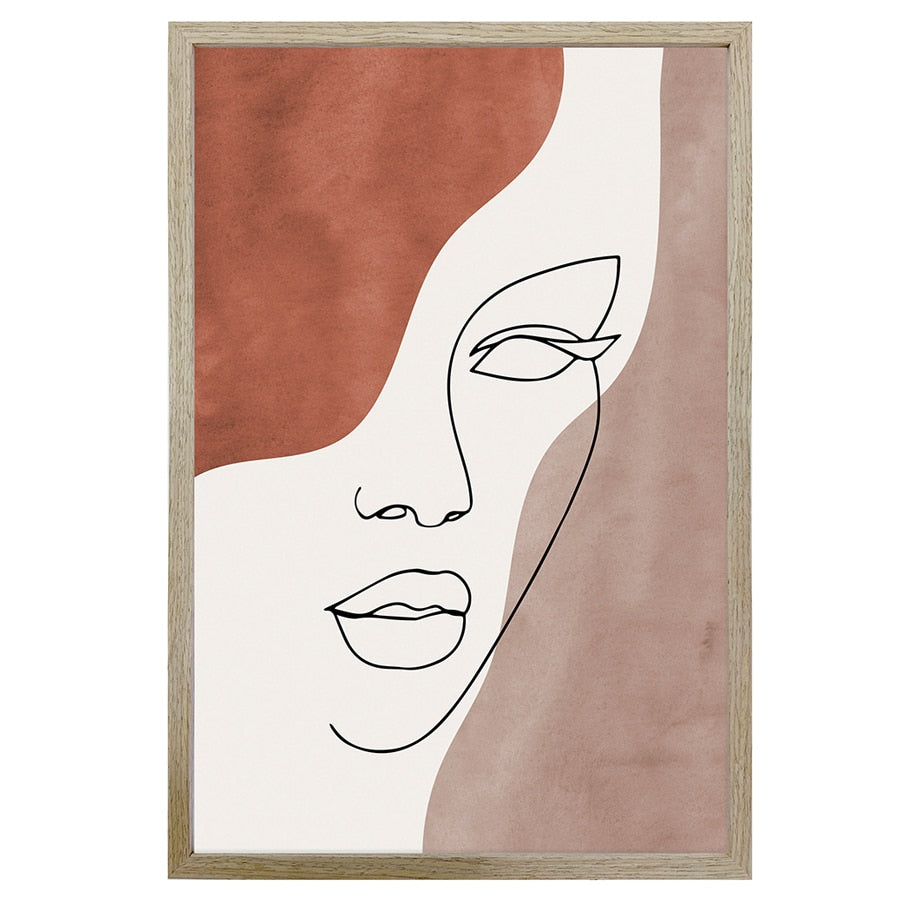Visage Lines Wall Print w Oak finish frame & glass 90cm - Image 2