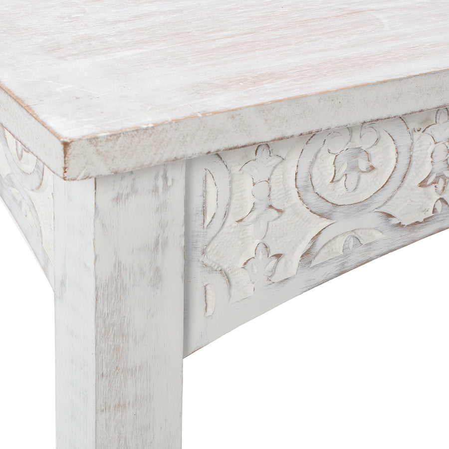 Hamptons Carved Side Table w Shelf 60cm - Image 4