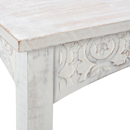 Hamptons Carved Side Table w Shelf 60cm - Image 4